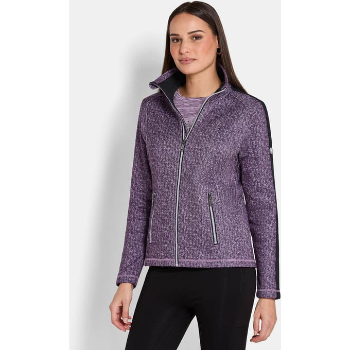Fleecejack met gebreide look - lila / gemêl. - Gr. 40 van Goldner Fashion