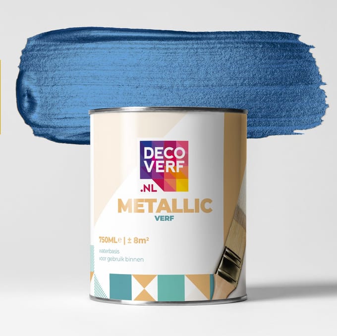 Decoverf metallic  verf zeeblauw, 750ml