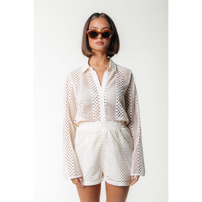 Colourful Rebel Nolita Crochet Short Off White Größe: XL | Blusen Outlet | Damen | Weiß