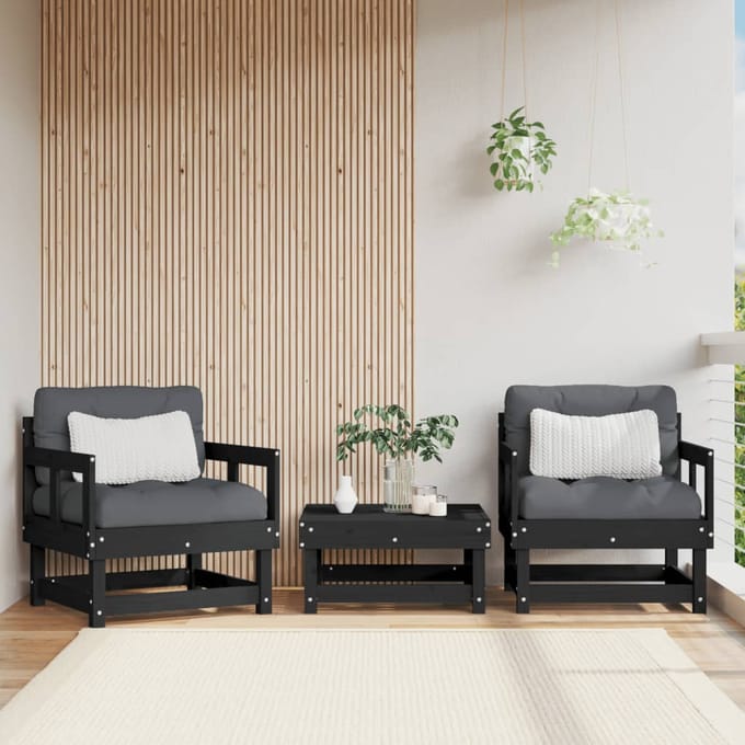 vidaXL - Tuinstoelen - 2 - st - massief - grenenhout - zwart