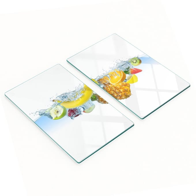 Glazen snijplanken met afbeelding van fruit onder water, 2x30x52 cm