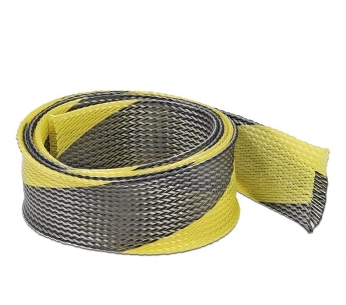 Polyester kabelsleeve | rekbaar | 50mm | zwart/geel | 2 meter