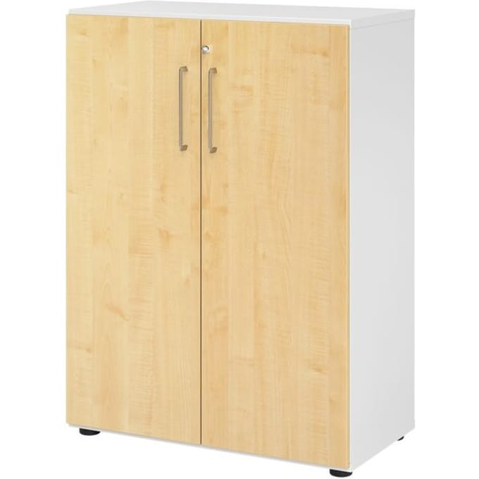 Kasten Breno, 3 OH, afsluitbaar, 28 kg per plank, B 800 x D 420 x H 1100 mm, wit/mapulier