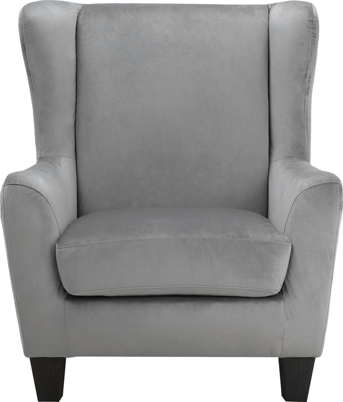 Zhili - Gestoffeerde Accent Stoel met Kruk in Fluweel Grijs (101 x 84 x 84 cm)