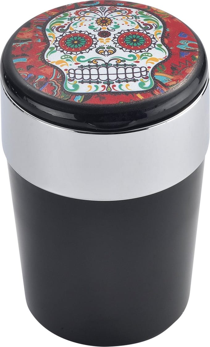 Auto Asbak Calavera Mix 1 - Met Ledverlichting - Mix Kleur - 12 x 8 x 8 cm