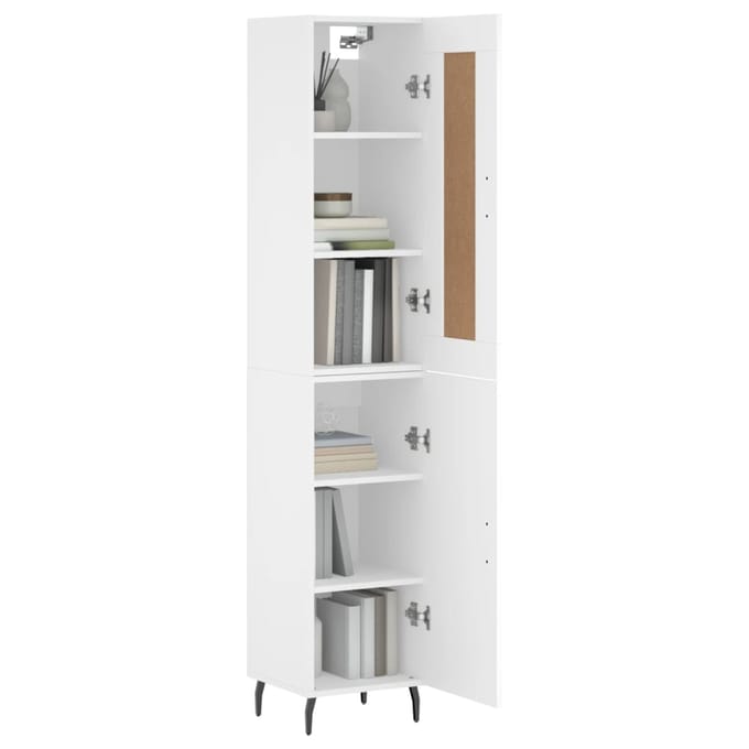 vidaXL - Hoge - kast - 34,5x34x180 - cm - bewerkt - hout - wit