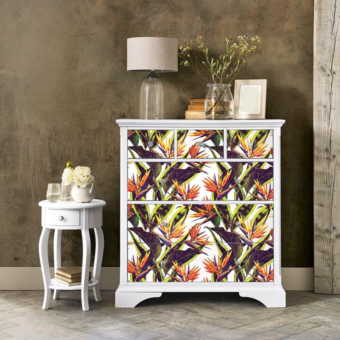 Ronzho sticker met tropisch meubelmotief, 60 x 90 cm