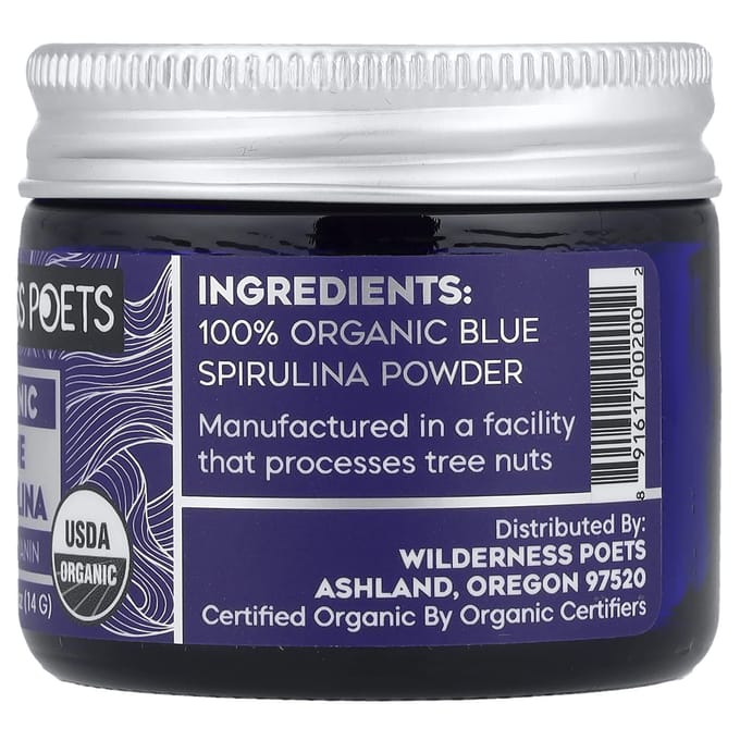 Wilderness Poets, Biologische Blauwe Spirulina Fycocyanine, 14g (0,5 oz)
