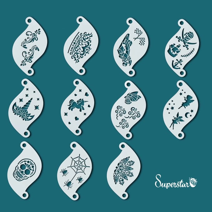Superstar - Schmink sjablonen - Face paint Stencil Set 11 stuks