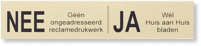 Brons look Brievenbus sticker - NEE JA - messing, 125 x 25 mm