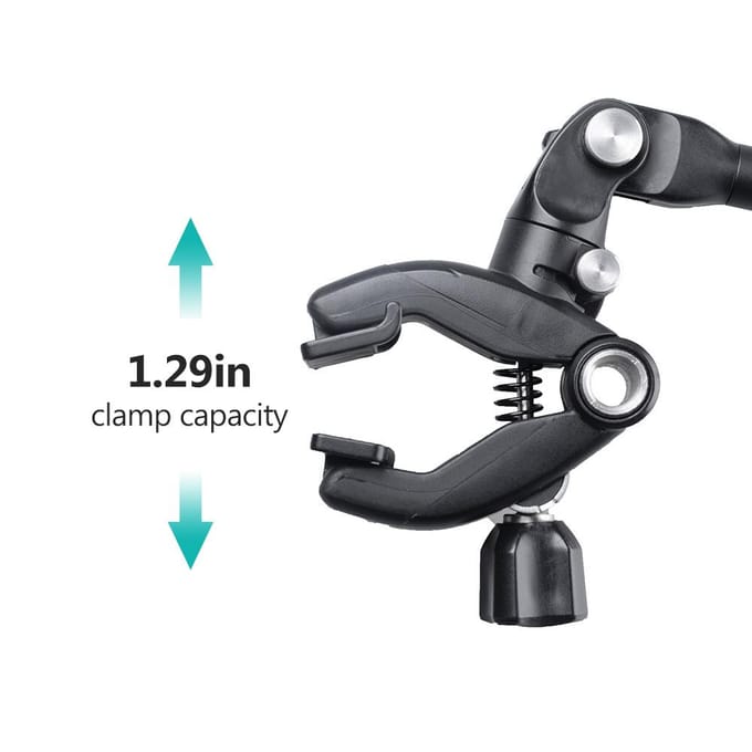 10-inch scharnierende cameraarm met klemcapaciteit van 3,3 cm/1,3 inch 360 graden verstelbare magische arm zwart