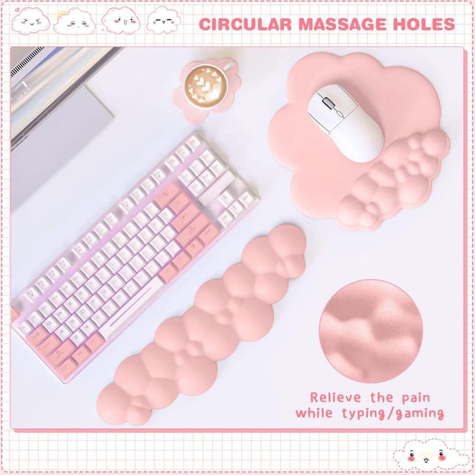 Ergonomische Muismat, voor Computer en Kantoor, Mouse Pad with Memory Foam Wrist Support 3 in 1 Set