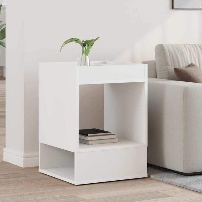 vidaXL - Bijzettafel - Wit - 40 - x - 40 - x - 56 - cm - Bewerkt - hout