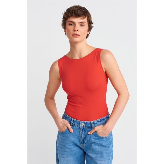Mouwloze Slim-Fit Boot-Hals Blouse
