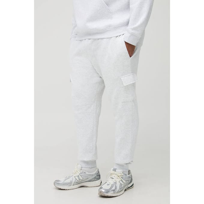 Plus Essential Skinny Fit Cargo Jogger | Grey Marl | Size 3XL
