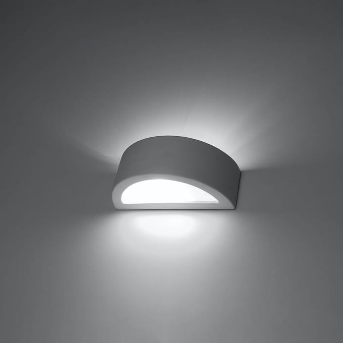 Wandlamp ATENA 20 - Sollux Lighting - IP20 - Wit keramiek behuizing - 25 x 11 x 7.5 cm - 1xE27 LED, exclusief lichtbron - Max. 15 W - Moderne wandlamp voor woonkamer, slaapkamer en eetkamer