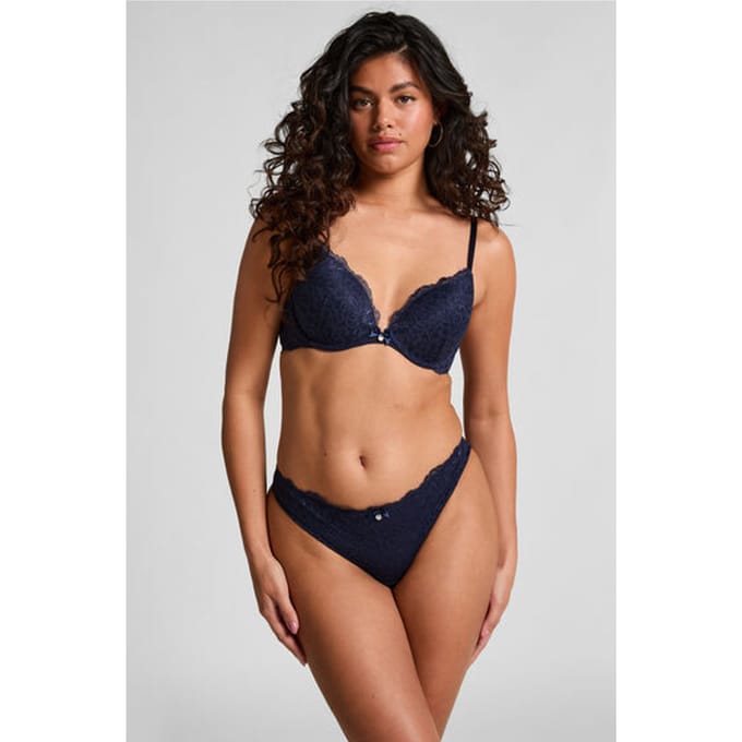 Hunkemöller Dames Lingerie String Marine - Blauw - maat M