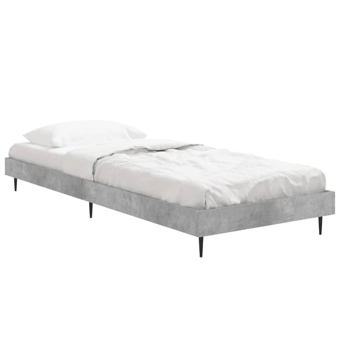 vidaXL - Bedframe - bewerkt - hout - betongrijs - 75x190 - cm