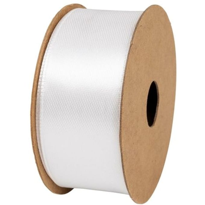 Stewo satijnen cadeaulint, formaat 25 mm. x 4 m., kleur wit
