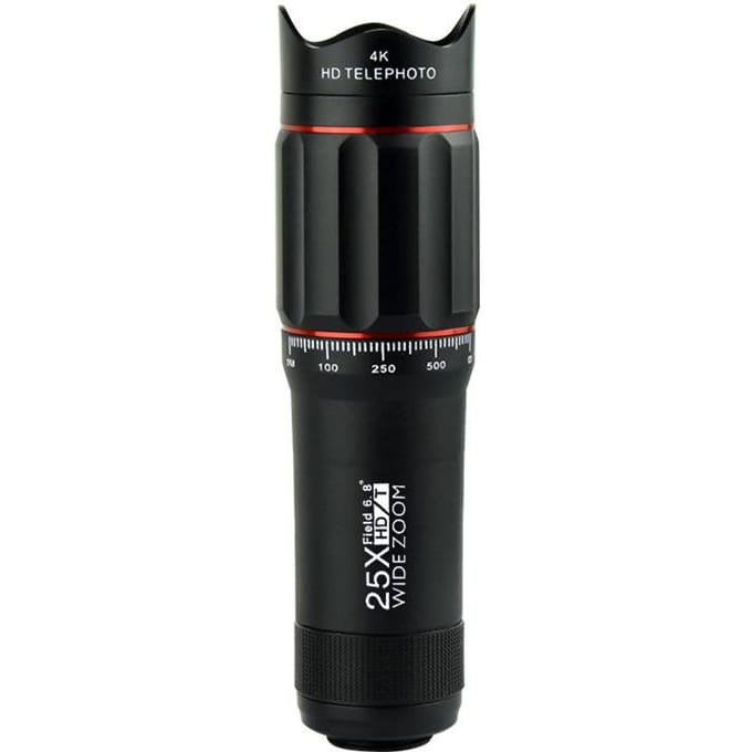 Téléobjectif HD 25x, caméra universelle externe, objectif de télescope pour téléphone portable black