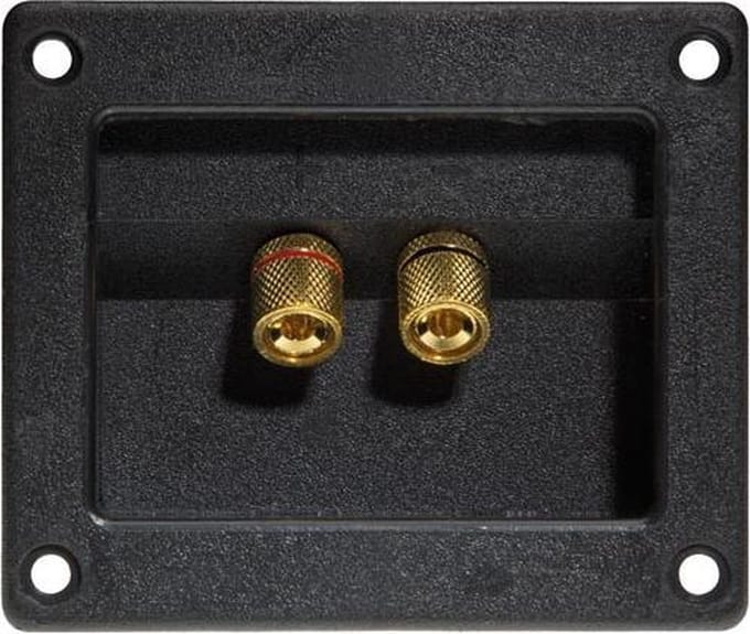 HQ-Power Luidsprekeraansluiting, rechthoekig, vergulde terminals, 92 x 78 mm, zwart