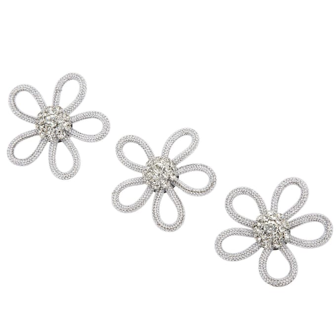 3 Stuks Schoen Broche Leuke Kleuren 6cm Strass Brede Bloemvorm Kleding Broche voor Schoenen Tas Bruiloft white