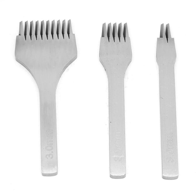 3 stuks Handwerk Leer PrO Steek 2.73.03.383.85mm Leer Beitel Gatpons Gereedschap(3.0mm) white
