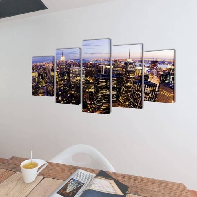 vidaXL - Canvas - muurdruk - set - Horizon - New - York - skyline - 200 - x - 100 - cm