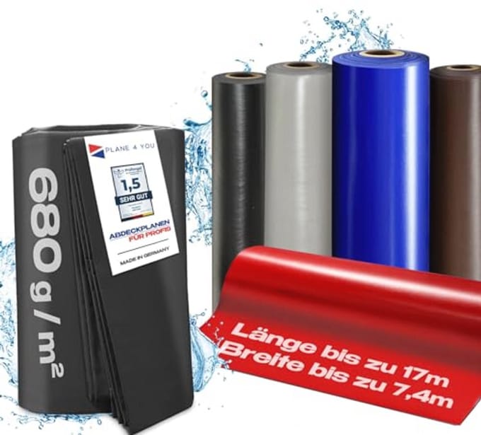 Waterdicht afdekzeil per meter 250 cm breed, robuust PVC zeildoek met ogen