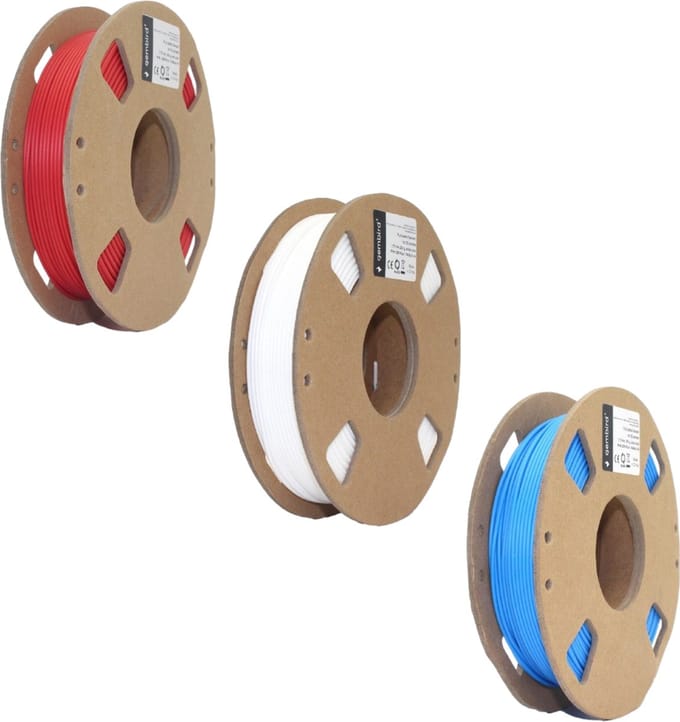 Gembird PLA Filament - 1.75mm - 200 gram- Voordeelset  - Rood, Wit, Blauw - 3D printer filament