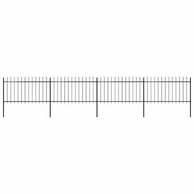 vidaXL - Tuinhek - met - speerpunt - staal - 671x100 - cm - zwart