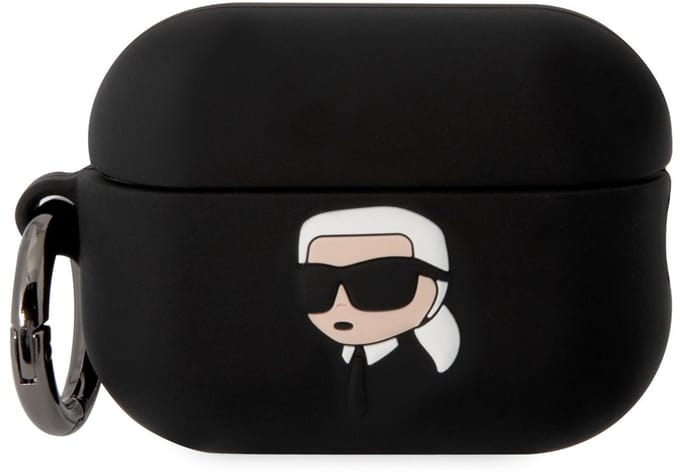Karl Lagerfeld - AirPods Pro 2 Hoesje - 3D Karl Hoofd - Zwart - Luxe en Functioneel