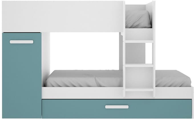Vente-unique Stapelbed hout turquoise, wit 90 x 190 cm