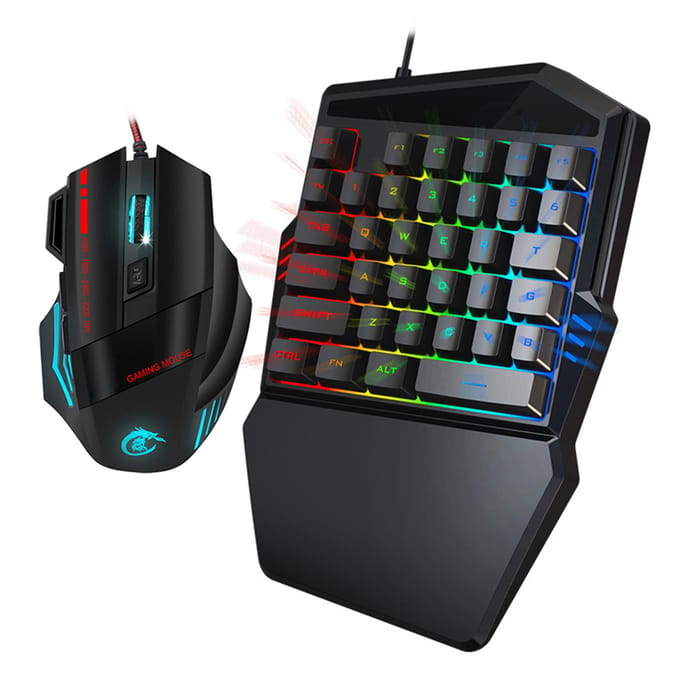 HXSJ J50 Eenhands Gaming Muis Toetsenbord Set Computeraccessoire voor Win2000  Android  OS X