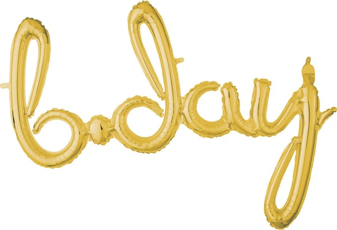 Amscan - B*day script folie ballon goud (93 x 68 cm)