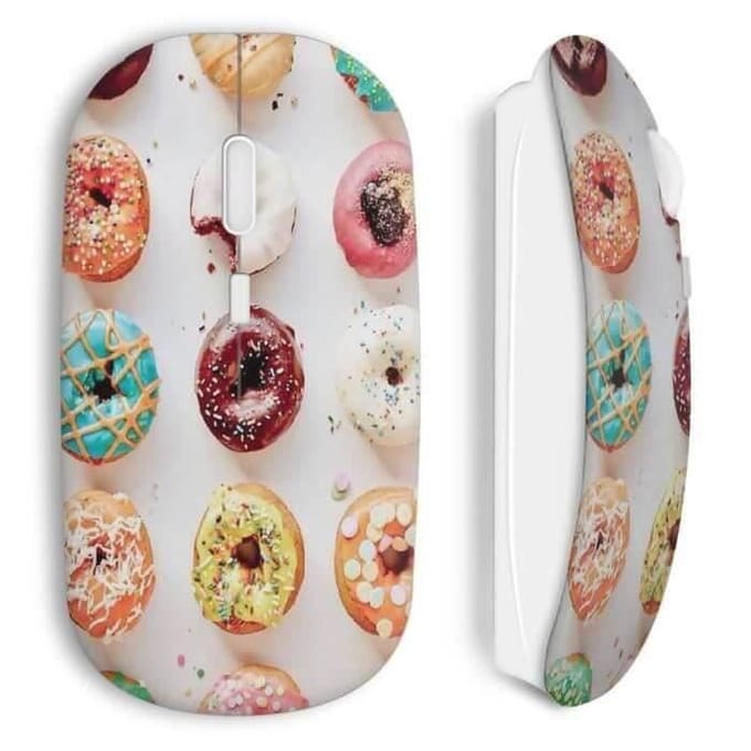 Souris Sans Fil - Donuts yum - Blanc - Clé USB wifi incluse - Compatible Mac et PC