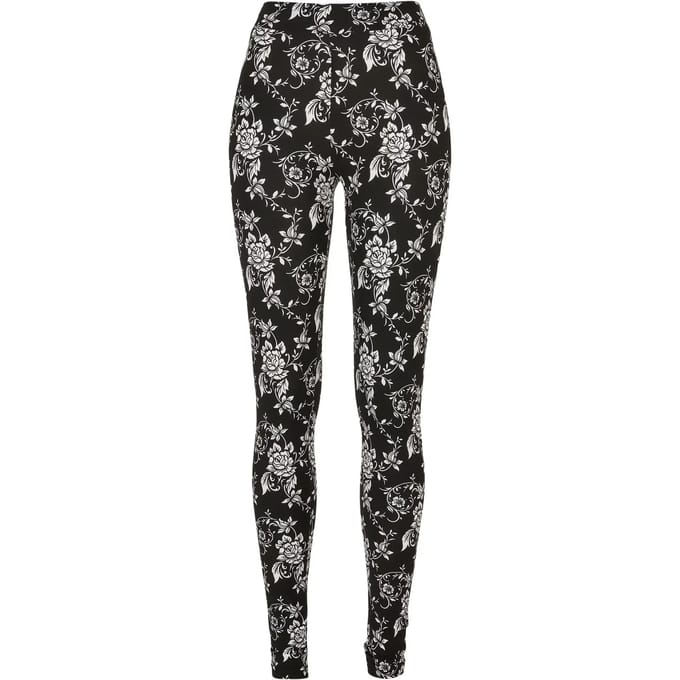 Urban Classics - Soft AOP blackrose Legging - S - Zwart/Wit