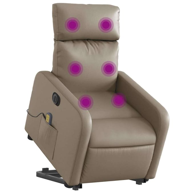 vidaXL - Sta-op-massagestoel - elektrisch - kunstleer - cappuccinokleurig