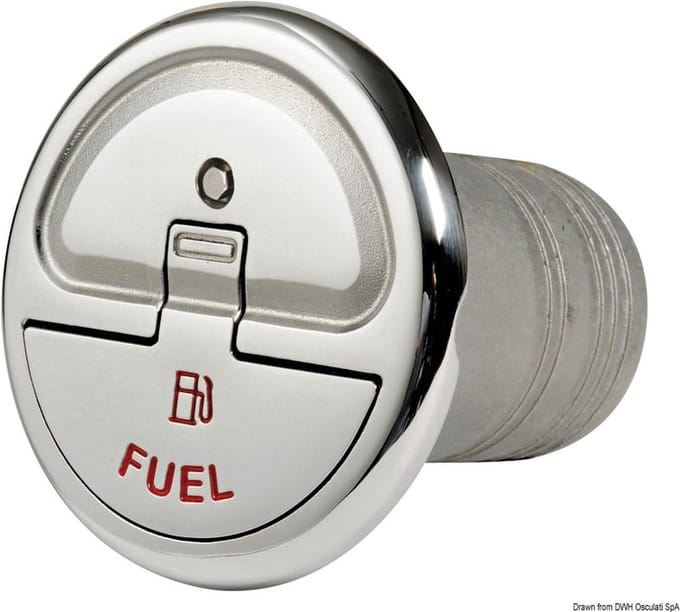 Osculati RVS quick lock Tankdop Fuel recht model Ø38mm met Sleutel