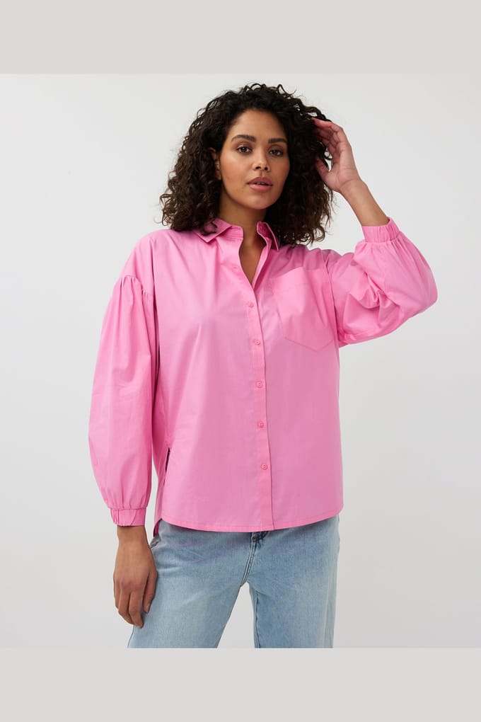 EsQualo Blouse Oversized Poplin Rose Größe: 38 | Longsleeves Outlet | Damen | Rosa