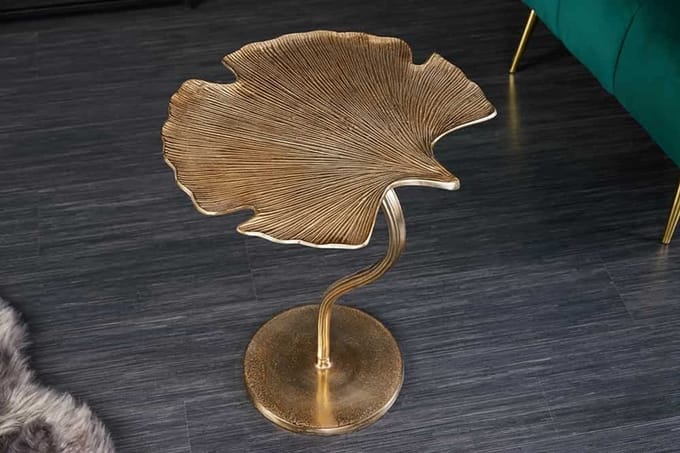 Decoratieve bijzettafel GINKGO LEAF 45cm goud handgemaakt metaal - 41789