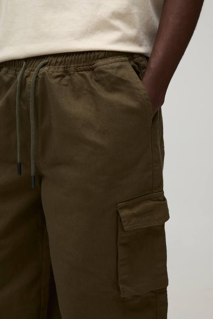 Parachute Fit Elasticated Cargo Trousers | Olive | Size XL