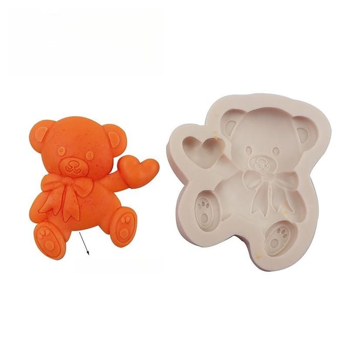 1 stuks Hartvormige Teddybeer Siliconen Mal one-size grijs
