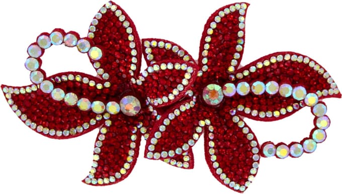 Broche - Sequin Flower - Strass - Rood - Per Stuk