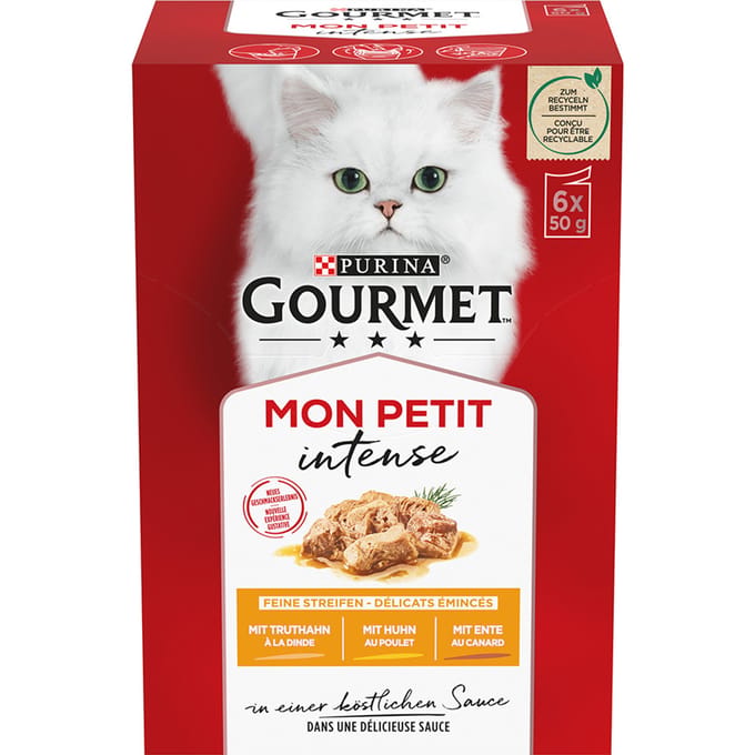 6x50g met Eend, Kip en Kalkoen Gourmet Mon Petit Kattenvoer