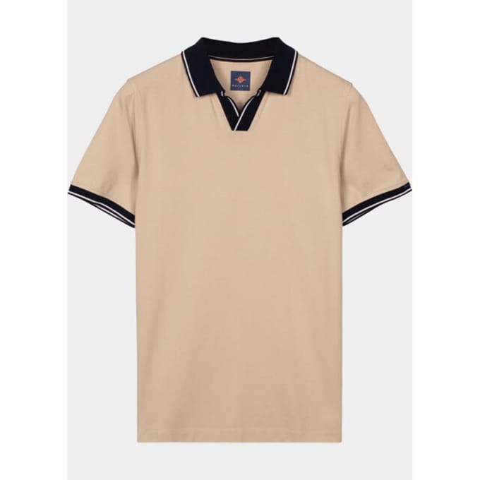 Baileys Polo Solid Pique No-Button Collar Striped Contrast Color Details Shell / male