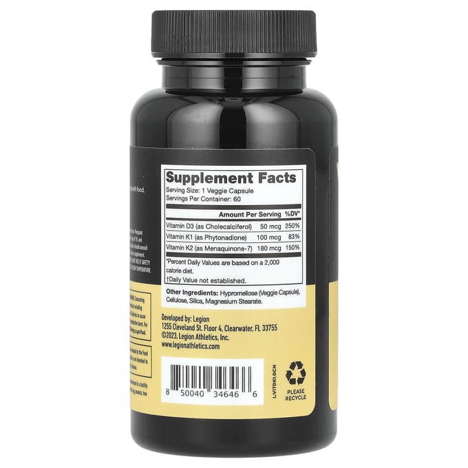 Legion Athletics, Vitamine D+K, 60 capsules