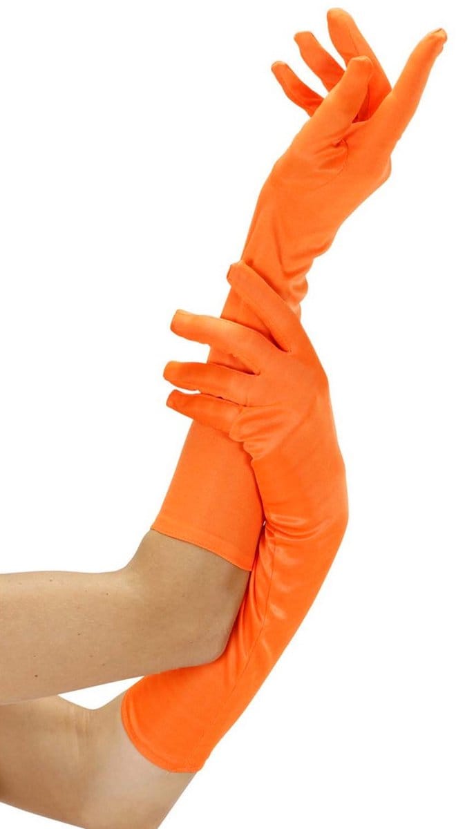 Oranje handschoenen lang neon