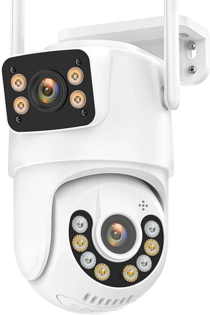 Beveiligingscamera Buiten - IP Camera HD - Huis Bewaken - Dubbele Lens AI Tracking - 8MP 4K - Wit