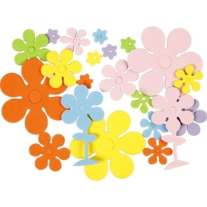CC EVA Foam Bloemen Multigekleurd 10-60mm 100 stuks